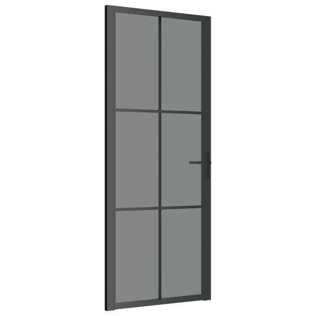 vidaXL Binnendeur 83x201,5 cm ESG-glas en aluminium zwart