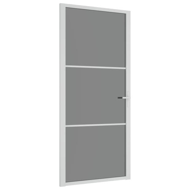 vidaXL Binnendeur 93x201,5 cm ESG-glas en aluminium wit