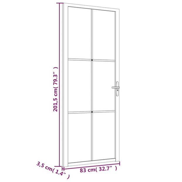 vidaXL Binnendeur 83x201,5 cm ESG-glas en aluminium wit