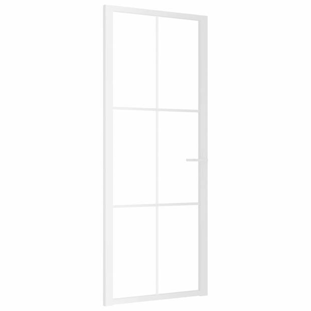 vidaXL Binnendeur 83x201,5 cm ESG-glas en aluminium wit