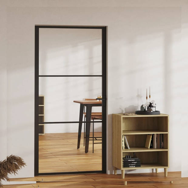 The Living Store Deur Modern - 102.5 x 201.5 cm - Zwart/Transparant - Gehard Glas/Aluminium - Inclusief