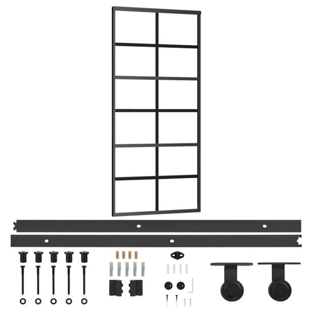 vidaXL Schuifdeur met beslag 90x205 cm aluminium en ESG-glas