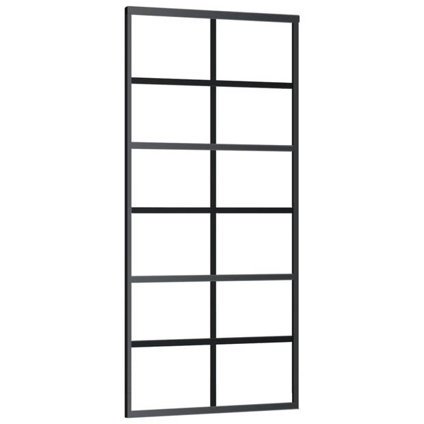 vidaXL Schuifdeur met beslag 90x205 cm aluminium en ESG-glas