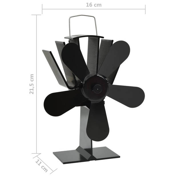 vidaXL Kachelventilator met 5 vinnen zwart