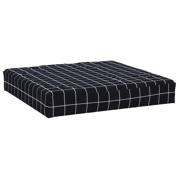 vidaXL Palletkussen geruit 60x60x8 cm oxford stof zwart