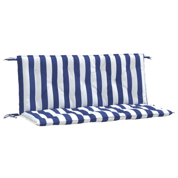 vidaXL Tuinbankkussens 2 st gestreept 120x50x7 cm stof wit en blauw