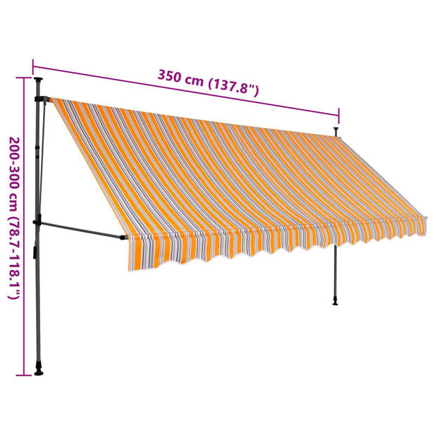 vidaXL Luifel handmatig uitschuifbaar met LED 350 cm geel en blauw