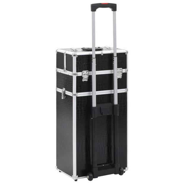 vidaXL Make-up trolley aluminium zwart met krokodillenpatroon