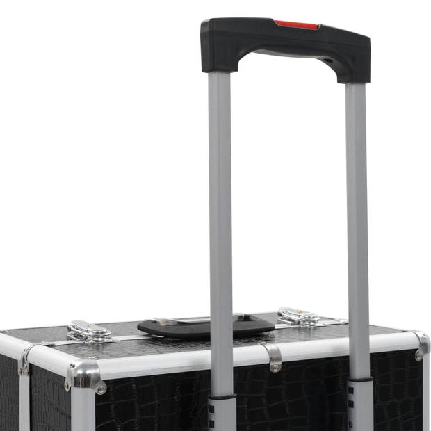 vidaXL Make-up trolley aluminium zwart met krokodillenpatroon