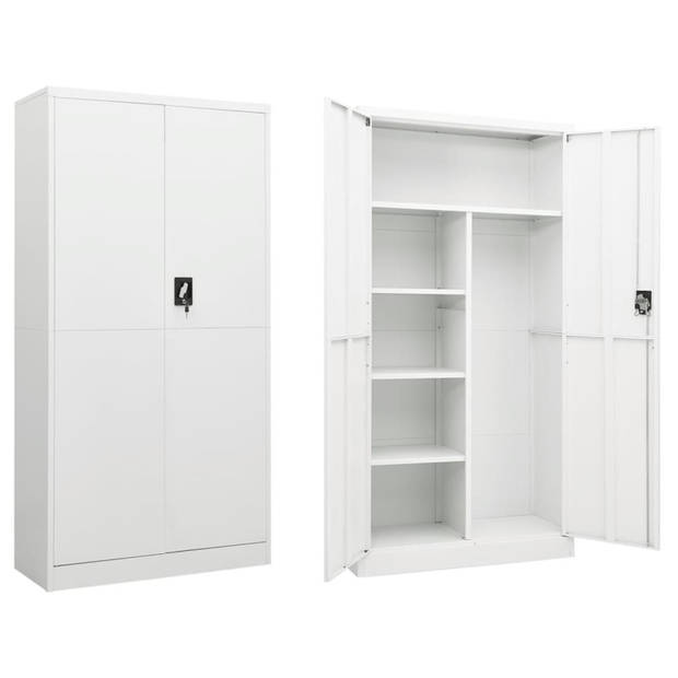 vidaXL Lockerkast 90x40x180 cm staal wit