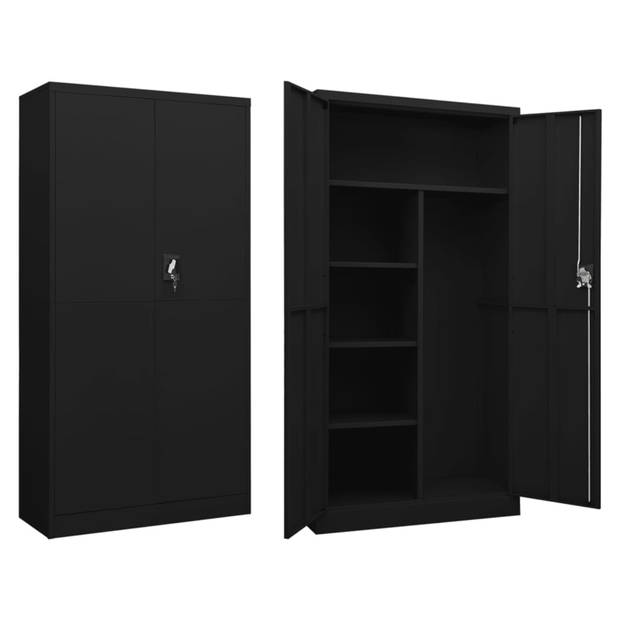 vidaXL Lockerkast 90x40x180 cm staal zwart