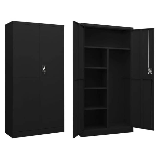 vidaXL Lockerkast 90x40x180 cm staal zwart