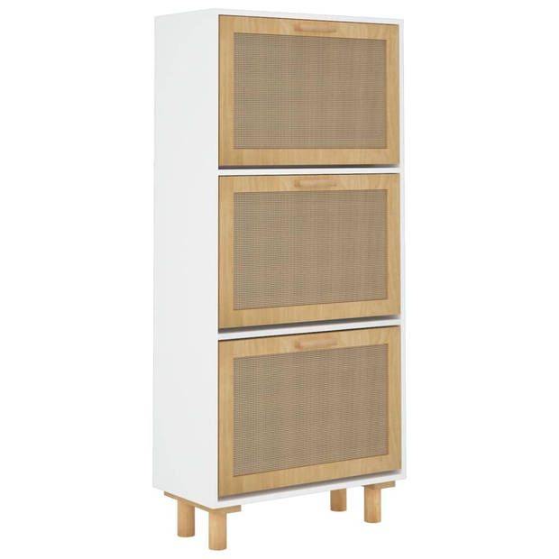 The Living Store Schoenenkast Scandinavisch - 52 x 25 x 115 cm - neerklapbare lades