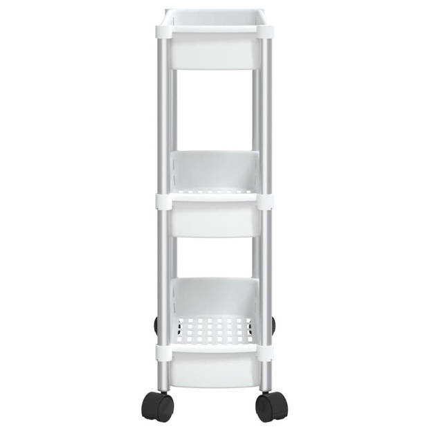 vidaXL Opbergtrolley 3 laags aluminium zilverkleurig en wit