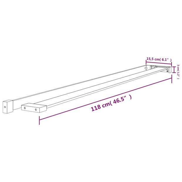 The Living Store Wandplank - Inloopdouche - Zwart - 118 x 15.5 x 3 cm