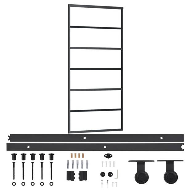 vidaXL Schuifdeur met beslag 90x205 cm aluminium en ESG-glas