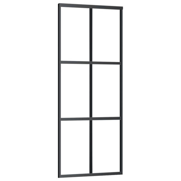 vidaXL Schuifdeur met beslag 76x205 cm aluminium en ESG-glas