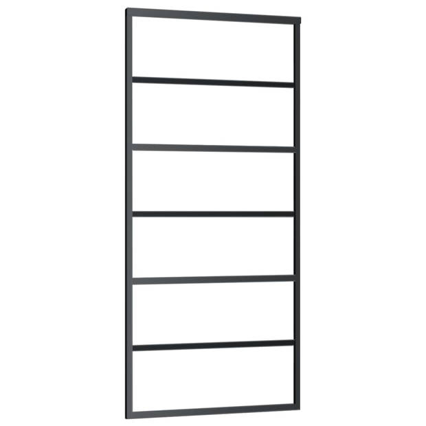 The Living Store Schuifdeur Transparant ESG-Glas - 90 x 205 cm - Aluminium Frame