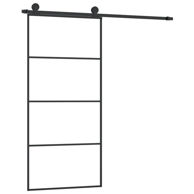 vidaXL Schuifdeur met beslag 90x205 cm ESG-glas en aluminium