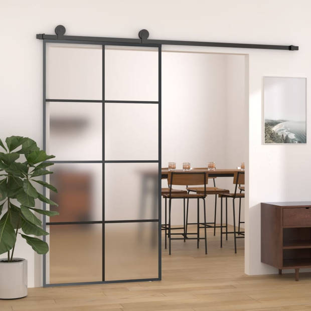 vidaXL Schuifdeur 102,5x205 cm aluminium en ESG-glas zwart