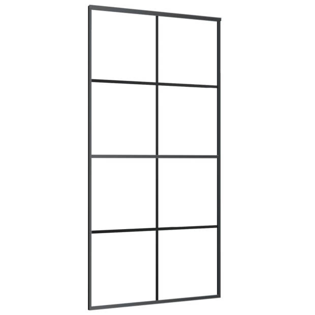 vidaXL Schuifdeur 102,5x205 cm ESG-glas en aluminium zwart