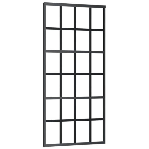 vidaXL Schuifdeur 90x205 cm ESG-glas en aluminium zwart