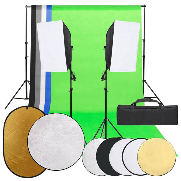 vidaXL Fotostudioset met verlichtingsset, achtergrond en reflector