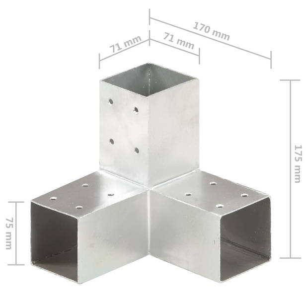 vidaXL Paalverbindingen 4 st Y-vorm 71x71 mm gegalvaniseerd metaal