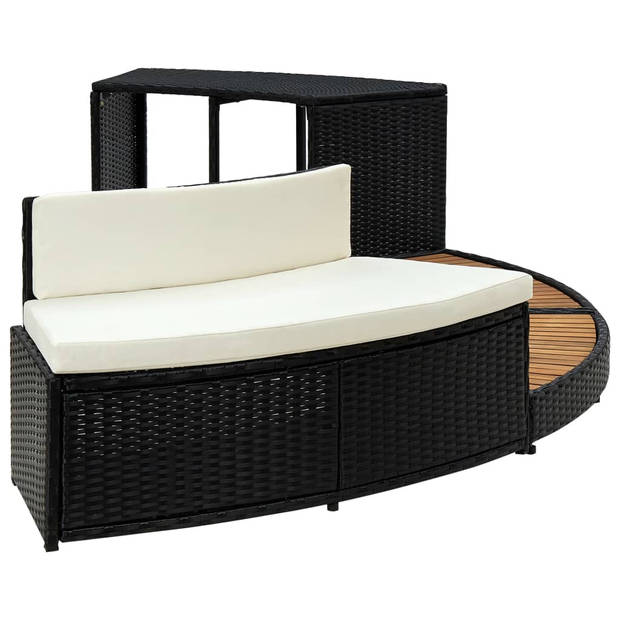 vidaXL Spa-ombouw poly rattan en acaciahout zwart