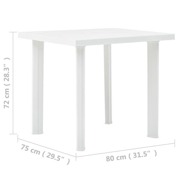 vidaXL Tuintafel 80x75x72 cm kunststof wit