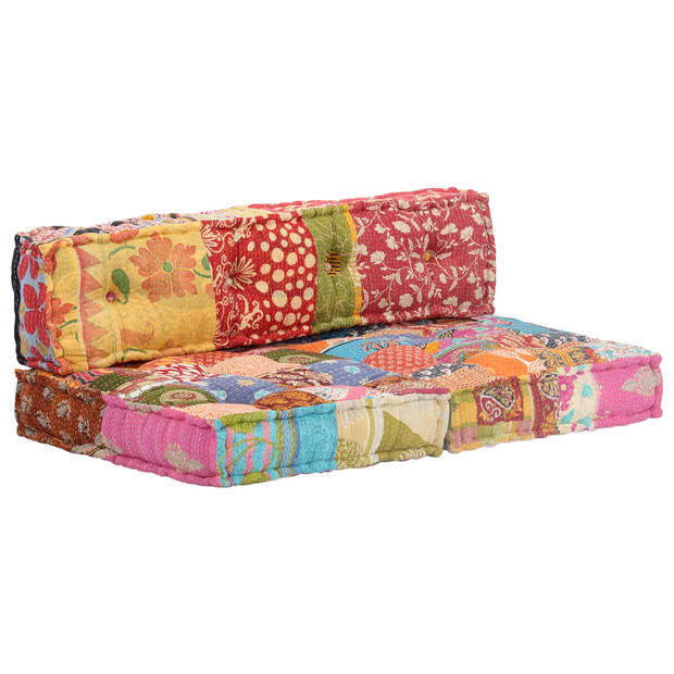 The Living Store Palletbankkussen - Meerkleurig - 120 x 80 x 45 cm - Patchwork design