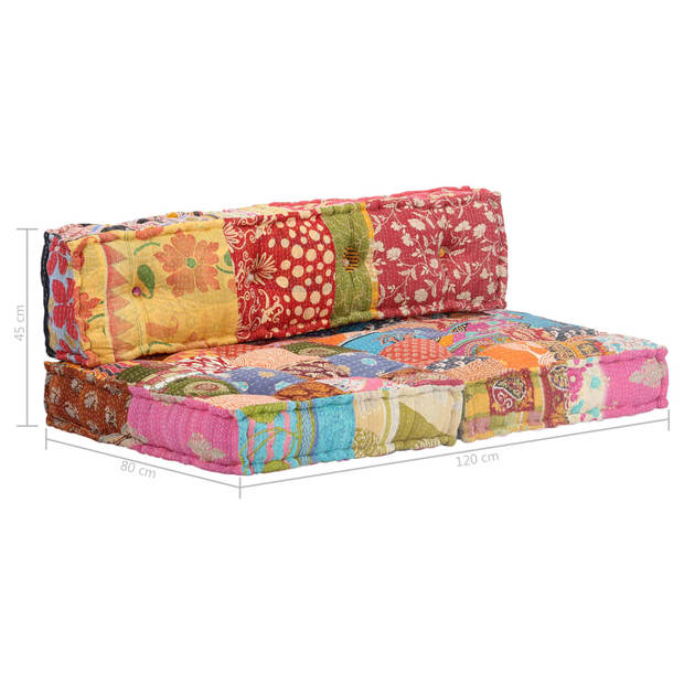 The Living Store Palletbankkussen - Meerkleurig - 120 x 80 x 45 cm - Patchwork design