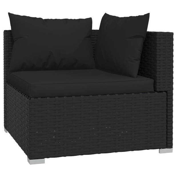 The Living Store loungeset PE-rattan - 70x70x60.5cm - waterbestendig - zwart