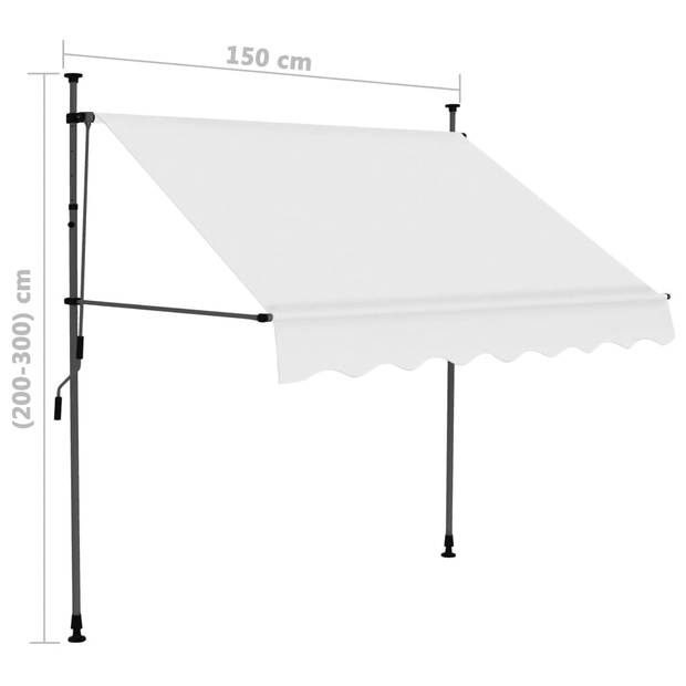 vidaXL Luifel handmatig uitschuifbaar met LED 150 cm crèmekleurig