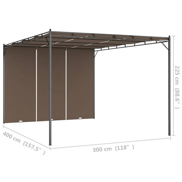 vidaXL Tuinprieel met zijgordijn 4x3x2,25 m taupe