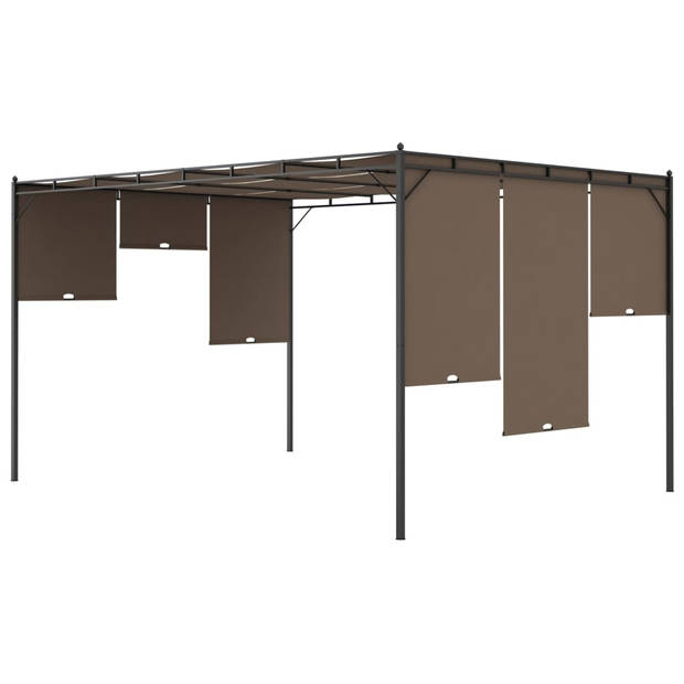 vidaXL Tuinprieel met zijgordijn 4x3x2,25 m taupe