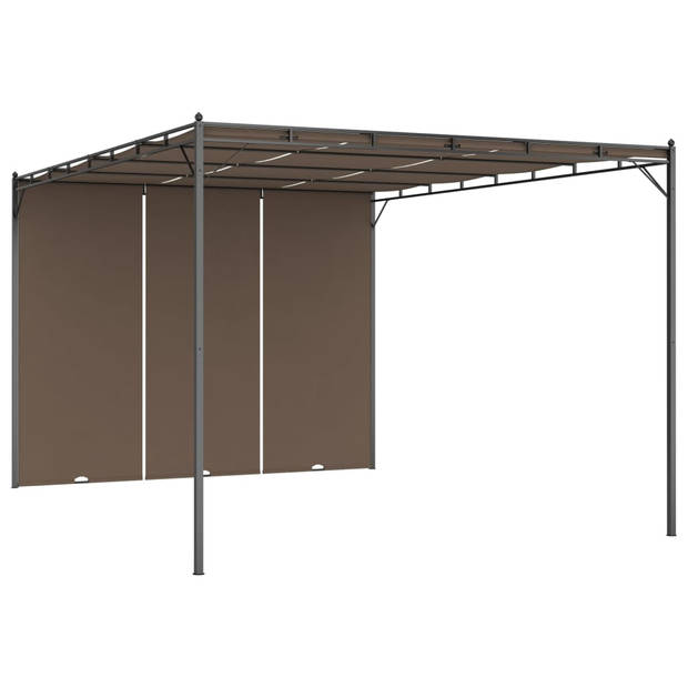 vidaXL Tuinprieel met zijgordijn 4x3x2,25 m taupe