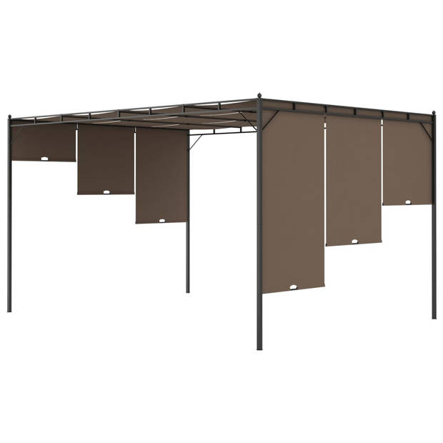 vidaXL Tuinprieel met zijgordijn 4x3x2,25 m taupe