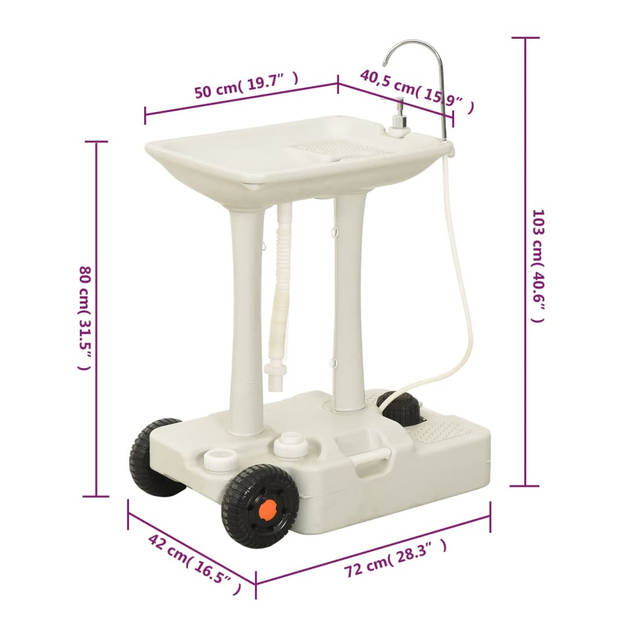 vidaXL Campingtoilet en wasbak met watertank