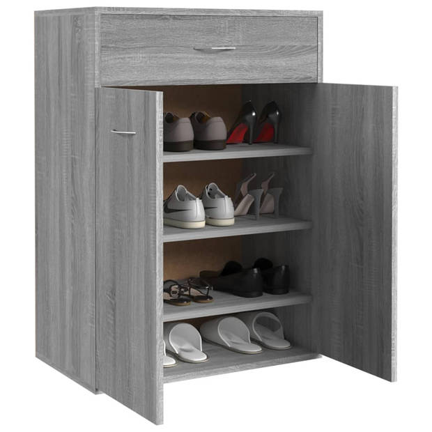 The Living Store Schoenenkast - Praktisch - 60 x 35 x 84 cm - Grijs sonoma eiken