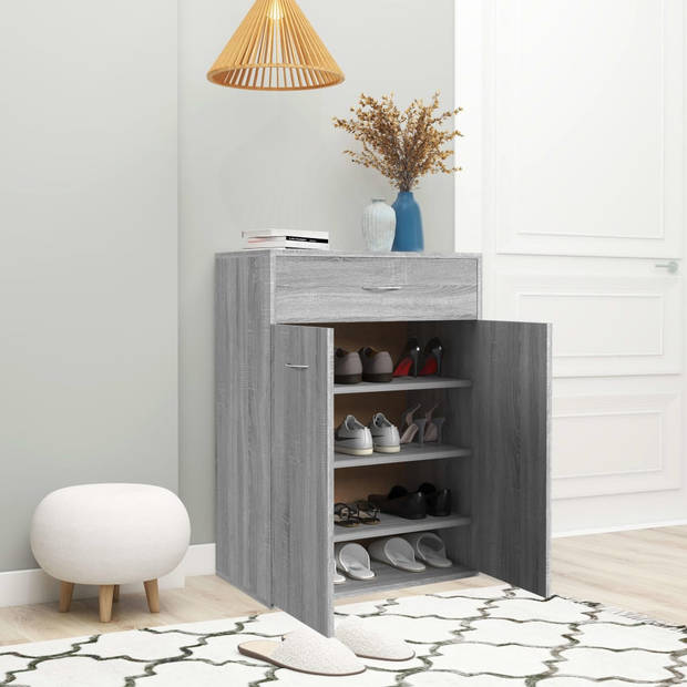 The Living Store Schoenenkast - Praktisch - 60 x 35 x 84 cm - Grijs sonoma eiken