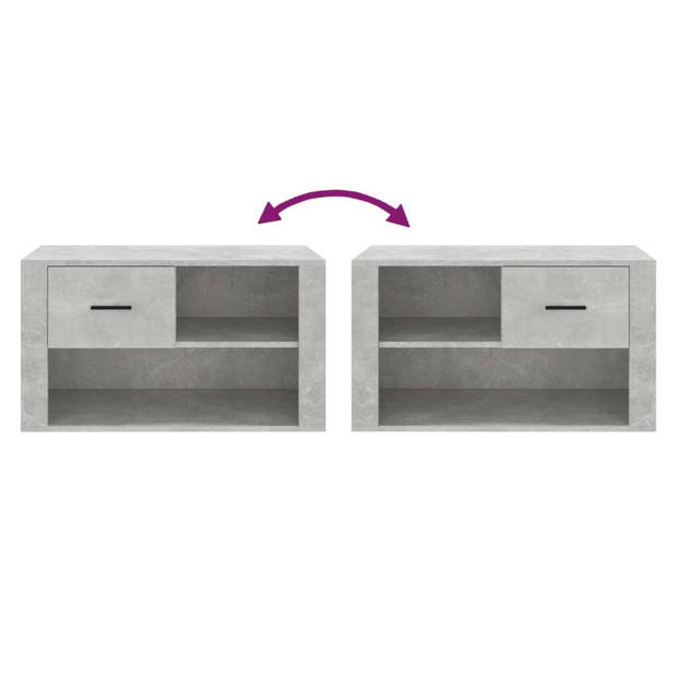 The Living Store Schoenenkast - Betongrijs - 80 x 35 x 45 cm - Voldoende opbergruimte