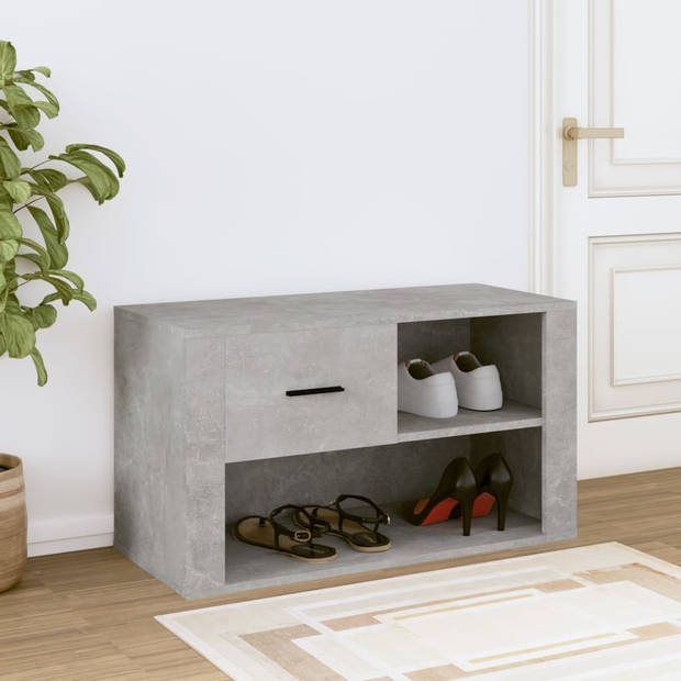 The Living Store Schoenenkast - Betongrijs - 80 x 35 x 45 cm - Voldoende opbergruimte