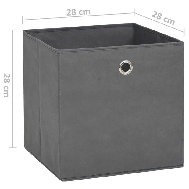 vidaXL Opbergboxen 4 st 28x28x28 cm nonwoven stof grijs