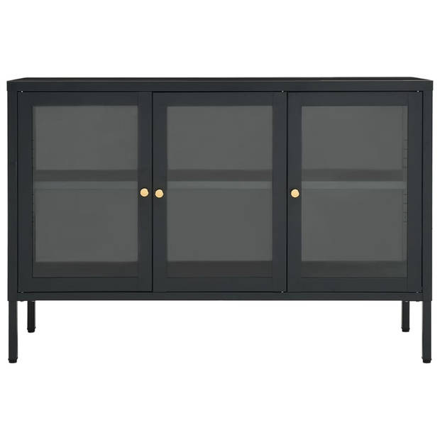 vidaXL Dressoir 105x35x70 cm staal en glas antracietkleurig