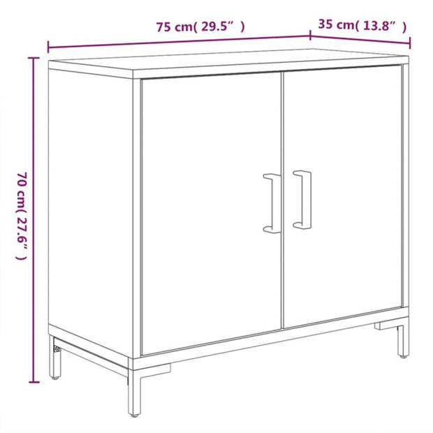 vidaXL Dressoir 75x35x70 cm massief grenenhout zwart