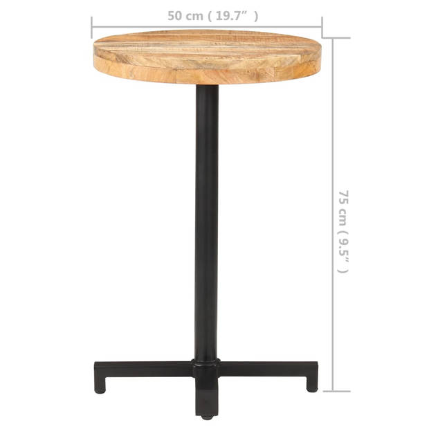 vidaXL Bistrotafel rond Ø50x75 cm ruw mangohout