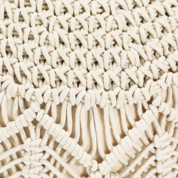 The Living Store Macramé Poef - Katoen - 45 x 30 cm - Handgemaakt