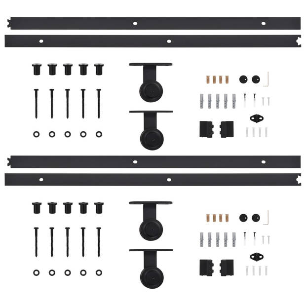 vidaXL Hardwaresets voor schuifdeuren 2 st 200 cm staal zwart