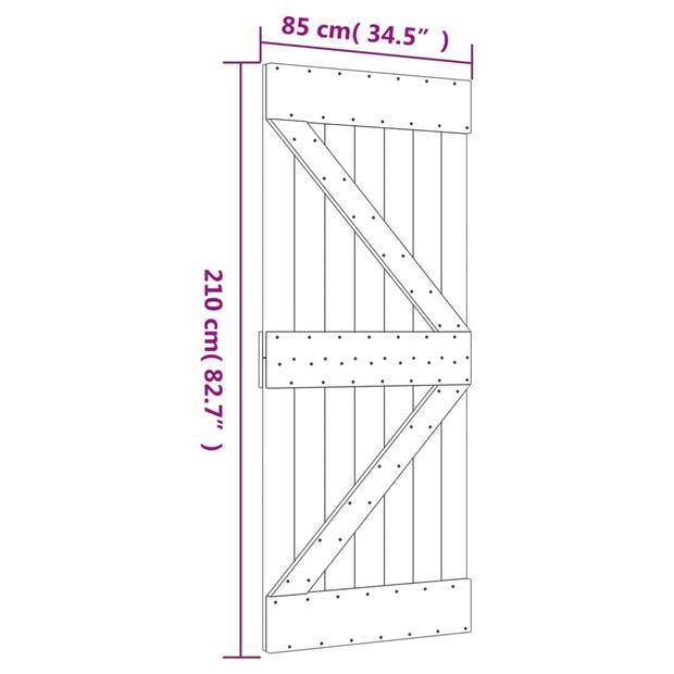 vidaXL Deur NARVIK 85x210 cm massief grenenhout